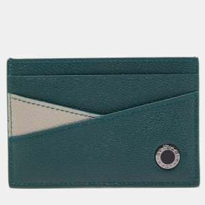 Bvlgari Green/Grey Leather Bvlgari Bvlgari Card Holder