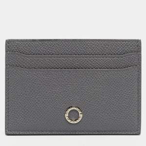 Bvlgari Grey Grain Leather Bvlgari Bvlgari Card Holder