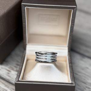 Pre Owned Bvlgari white gold diamond spring ring three rings size 60