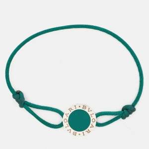 Bvlgari Bvlgari Green Enamel Sterling Silver Adjustable Cord Bracelet