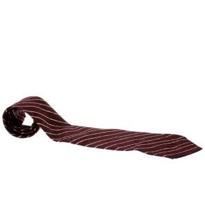 ربطة عنق بلغاري × دافيد بيزيغوني سيفين فولد حرير بخطوط مائلة عنابية