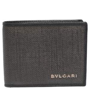 Bvlgari Dark Grey/Black Heritage Coated Canvas Bifold Wallet