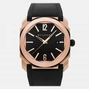 Bvlgari Grey 18k Rose Gold Octo 103203 Automatic Men's Wristwatch 41 mm