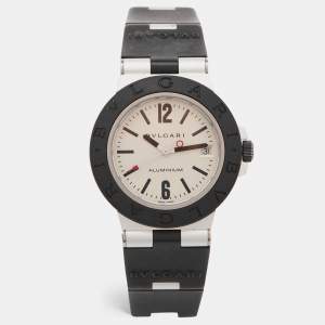 Bvlgari Silver Aluminium Rubber Diagono AL38TA Men's Wristwatch 38 mm