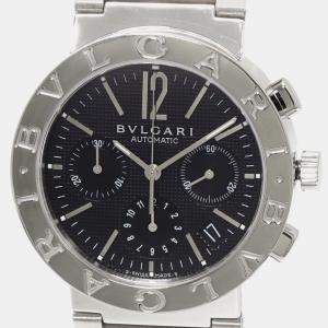 Bvlgari Black Stainless Steel Diagono Automatic Men's Wristwatch 38 mm