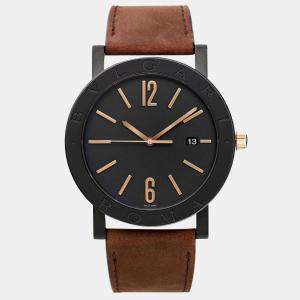 Bvlgari Black Stainless Steel Solotempo 103219 Automatic Men's Wristwatch 41 mm 