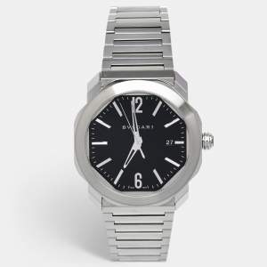 Bvlgari Black Stainless Steel Octo Roma 102704 Men's Wristwatch 41 mm 