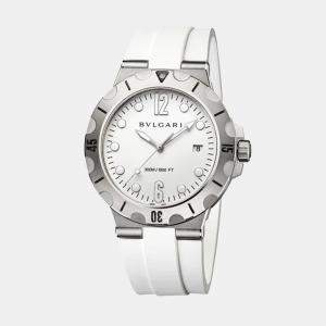 Bvlgari White Stainless Steel Diagono 102733 Automatic Men's Wristwatch 41 mm