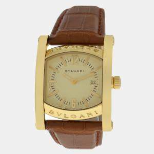 Bvlgari Cream 18k Yellow Gold Assioma AA39G Quartz Men's Wristwatch 30 mm