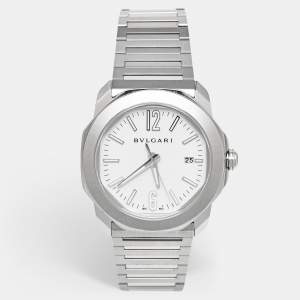 Pre Owned Bulgari White Stainless Steel Octo Roma 103738 Men's Wristwatch 41 mm