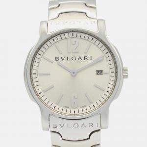 Pre Owned Bvlgari Solotempo ST35S Quartz Silver Stainless Steel Men's Wristwatch 35.5 mm