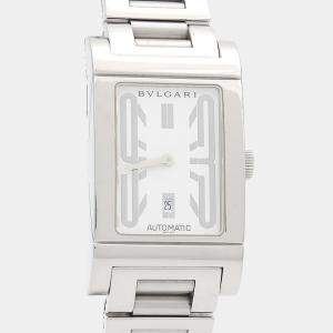 Pre Owned Bvlgari Rettangolo RT45S Automatic Stainless Steel Men's Wristwatch 26 mm