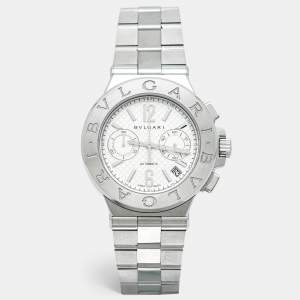 Pre Owned Bvlgari Diagono DG40SCH Silver Dial Stainless Steel Men's Wristwatch 40 mm
