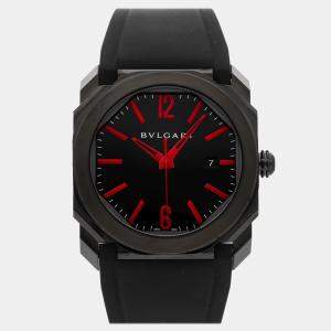 مملوكة مسبقًا ساعة يد رجالية بلغاري أكتو 102738 أوتوماتيك ستانلس ستيل سوداء 41 مم مستخدمة