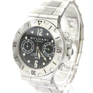 Bvlgari Black Stainless Steel Diagono Scuba SC38S Chronograph Automatic Men's Wristwatch 38 MM