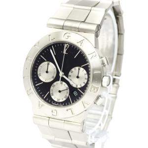 Bvlgari Black Stainless Steel Diagono Quartz Chronograph CH35S Men's Wristwatch 35 MM