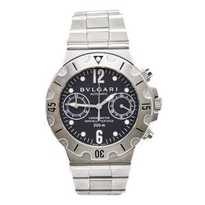 Bvlgari Black Stainless Steel Diagono Scuba SC38S Chronograph Men's Wristwatch 38 MM