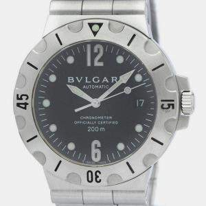 Bvlgari Black Stainless Steel Diagono SD38S Automatic Men's Wristwatch 38 mm