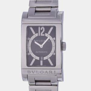 Bvlgari Black Stainless Steel Rettangolo RT45S Quartz Men's Wristwatch 26 mm