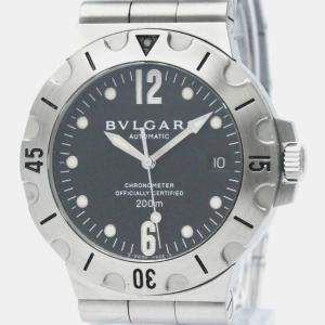Bvlgari Black Stainless Steel Diagono SD38S Automatic Men's Wristwatch 38 mm