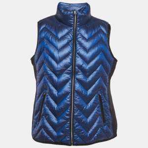 Pre Owned Calvin Klein Blue Synthetic Quilted Down Gilet XXL