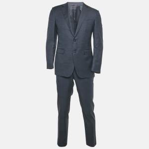 Canali Navy Blue Wool Pants Suit L