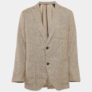 Carolina Herrera Beige Linen Blend Traditional Single Breasted Blazer XXL