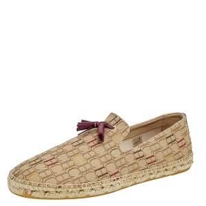 CH Carolina Herrera Beige Monogram Canvas Espadrille Flats Size 44.5