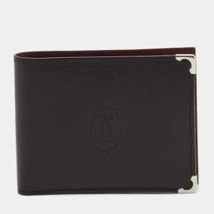 Cartier Black Leather Must De Cartier 6CC Bifold Wallet