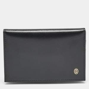 Cartier Black Leather Logo Flap Card Case