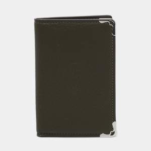 Cartier Khaki Green Leather Must De Cartier Card Holder
