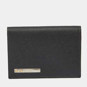 Pre Owned Cartier Black Leather Santos Business Card Holder