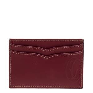 مملوكة مسبقًا Cartier Burgundy Leather Card Holder