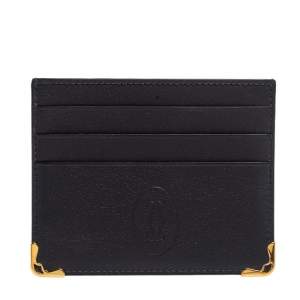 Pre Owned Cartier Black Leather Simple Card Holder