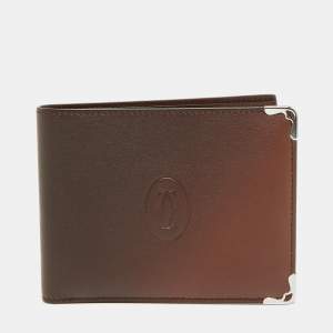 Cartier Brown Leather Must De Cartier 6CC Bifold Wallet