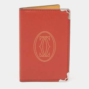 Cartier Maroon/Mustard Leather Must De Cartier Card Holder