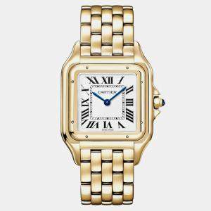 Cartier Silver Gold Panthere de Cartier Quartz Men's Wristwatch 31mm