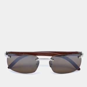 Cartier  C-Decor Bubina Wood Brown Silver Tone Sunglasses