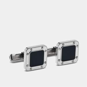 Pre Owned Cartier Santos de Cartier Lacquer Sterling Silver Cufflinks