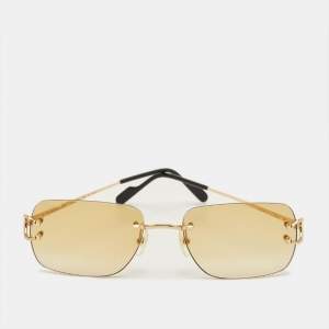 مملوكة مسبقًا Cartier Yellow/Gold Tone Gradient CT0330S C Decor Rimless Square Sunglasses