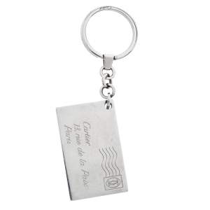 Cartier Silver Tone Envelope Logo Keyring