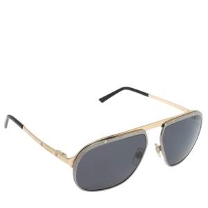 Cartier Brushed Metal/ Grey CT0035S Polarized Santos de Cartier Aviator Sunglasses