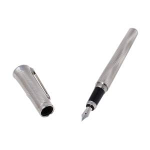 مملوكة مسبقًا قلم حبر كارتييه صدف منقوش مطلي بلاديوم أرت دكو