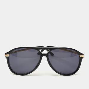 Cartier Black/Gold D64D80B2 Aviator Sunglasses