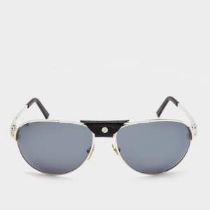 Cartier Black/Silver Santos de Cartier Aviator Sunglasses