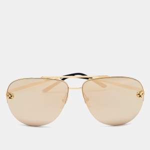 Cartier Gold Panthere De Cartier Mirrored Aviator Sunglasses