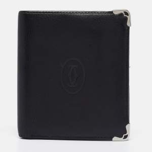 Cartier Black Leather Must De Cartier Bifold Wallet