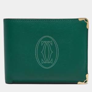 Cartier Green Leather Must De Cartier 6CC Bifold Wallet