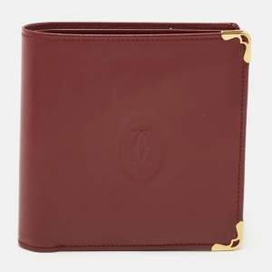 Cartier Burgundy Leather Must de Cartier Bifold Wallet 