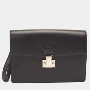 Cartier Black Leather Pasha Wristlet Clutch